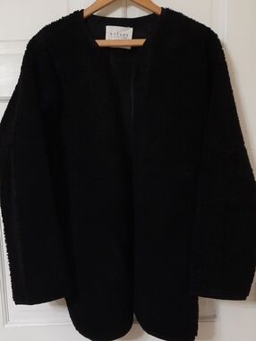 Velvet by Graham & Spencer Black Teddy Sherpa Open-Front Jacket